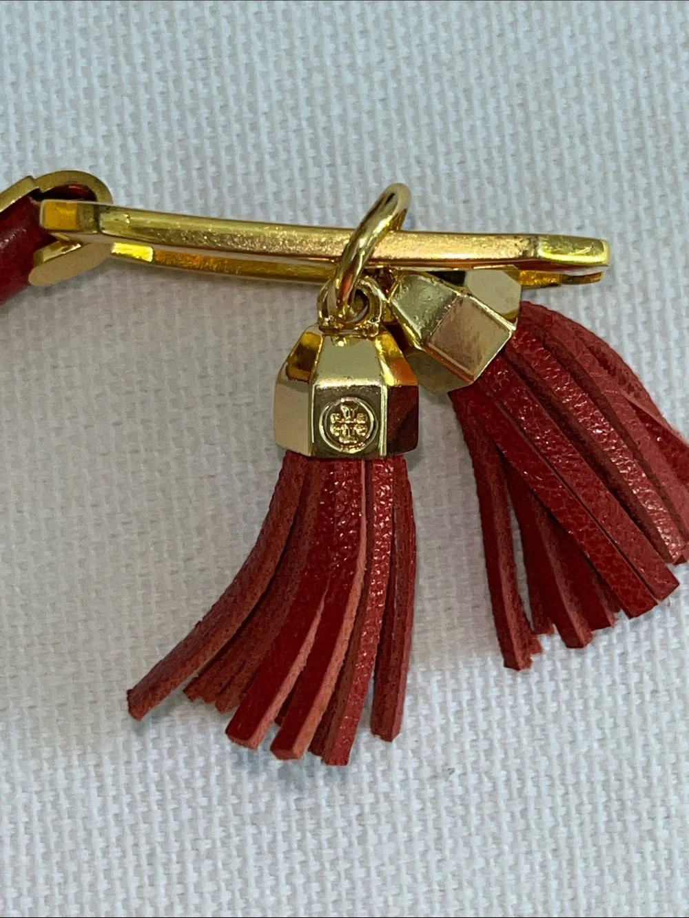 Rare Tory Burch Gold-Tone Red Twin Tassel Bracelet